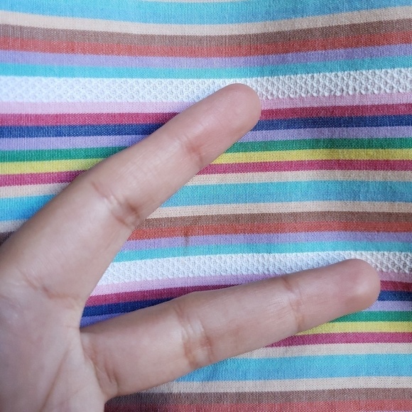 Talbots Pastel Rainbow Striped Puff Sleeve Peasant Top Medium Petite - Picture 14 of 15